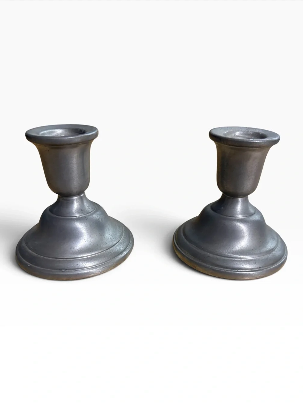 Vintage Pewter Taper Candlestick Holders Handcrafted - Connecticut House Pewters